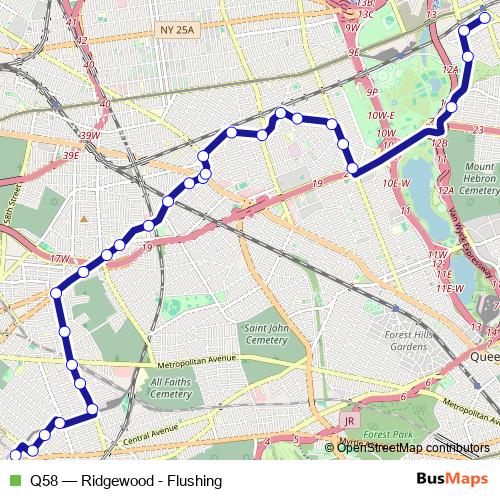 Q58 bus Line Map