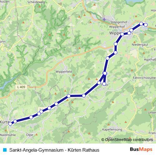 Sankt-Angela-Gymnasium - Kürten Rathaus tram Line Map