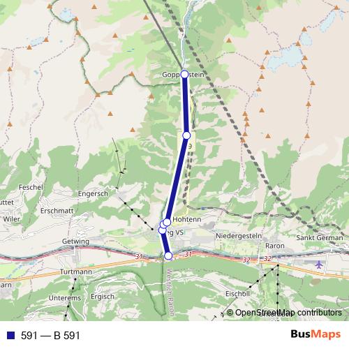 591 bus Line Map