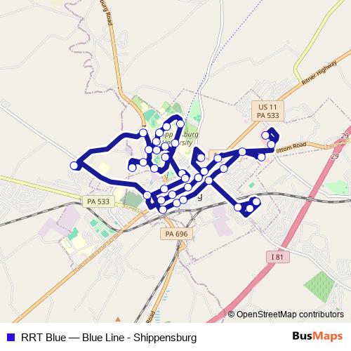 RRT Blue bus Line Map
