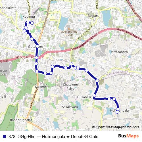 378 D34g-Hlm bus Line Map