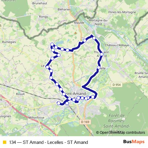 134 bus Line Map