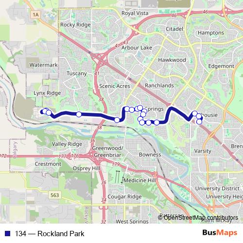 134 bus Line Map