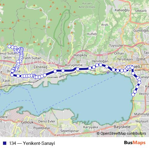 134 bus Line Map