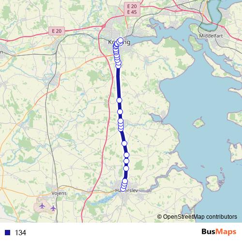 134 bus Line Map