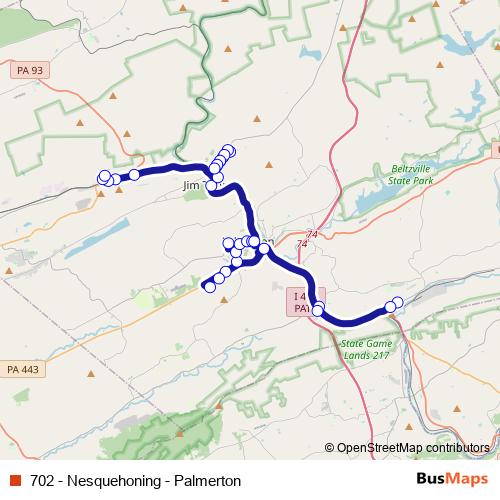 702 - Nesquehoning - Palmerton bus Line Map