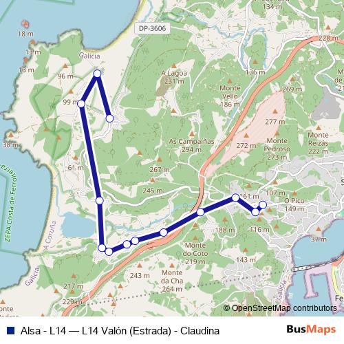 Alsa - L14 bus Line Map