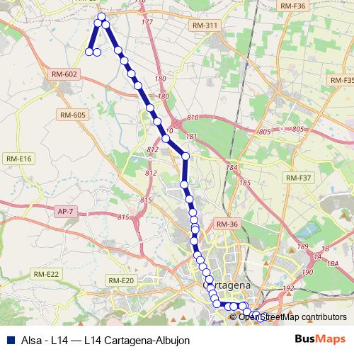 Alsa - L14 bus Line Map