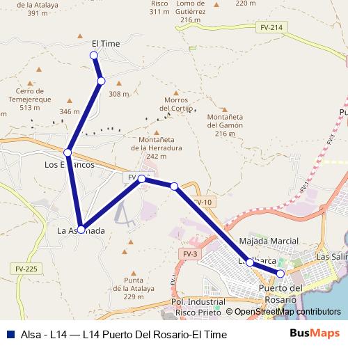Alsa - L14 bus Line Map