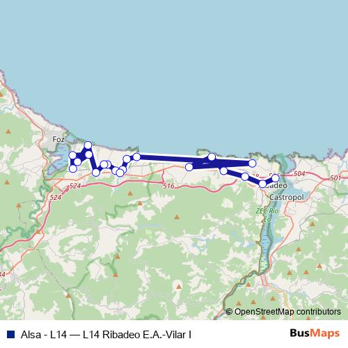 Alsa - L14 bus Line Map