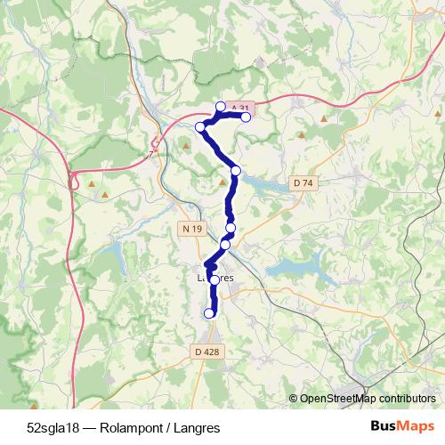 52sgla18 bus Line Map