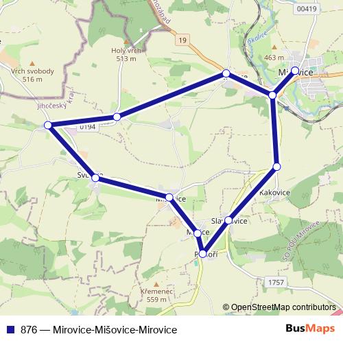 876 bus Line Map
