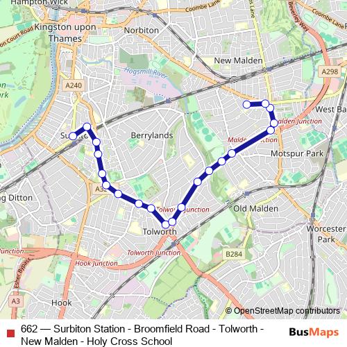 662 bus Line Map