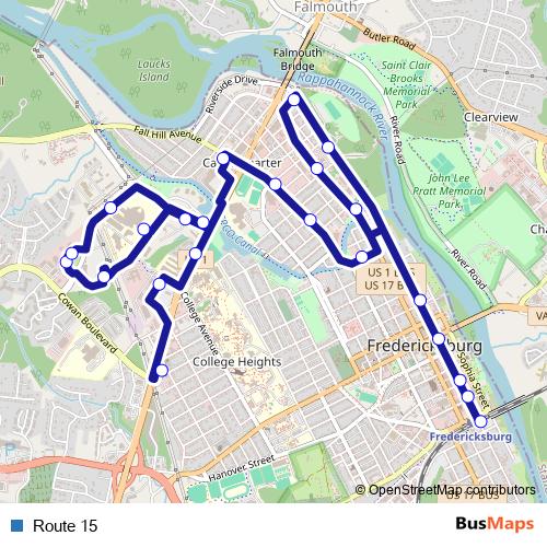 Route 15 bus Line Map