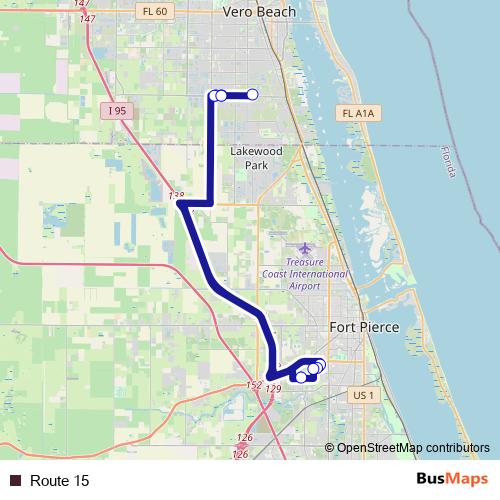 Route 15 bus Line Map