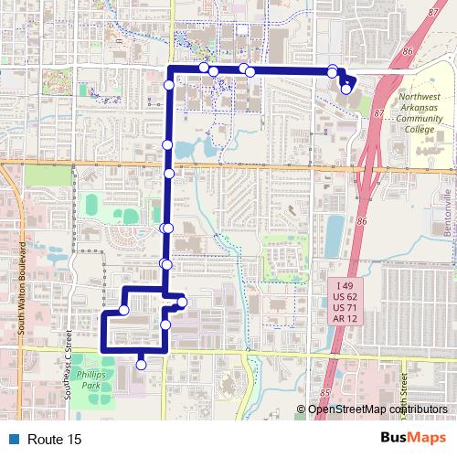 Route 15 bus Line Map