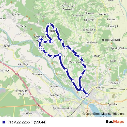 PR A22 2255 1 (59644) bus Line Map