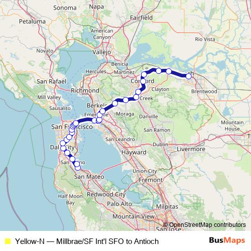 Yellow-N metro Line Map