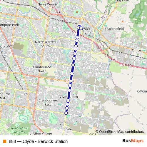 888 bus Line Map