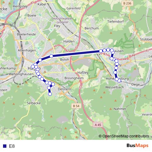 E8 bus Line Map