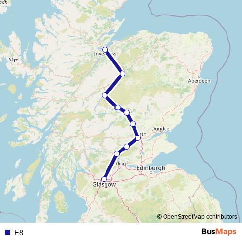 E8 bus Line Map