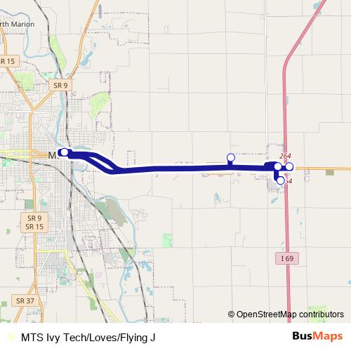 MTS Ivy Tech/Loves/Flying J bus Line Map