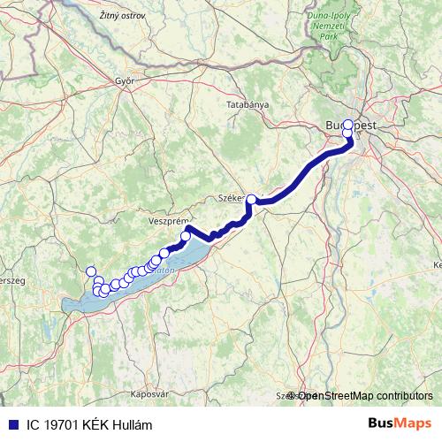 IC 19701 KÉK Hullám rail Line Map