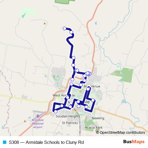 S308 bus Line Map