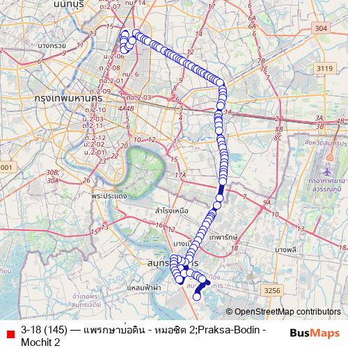 3-18 (145) bus Line Map