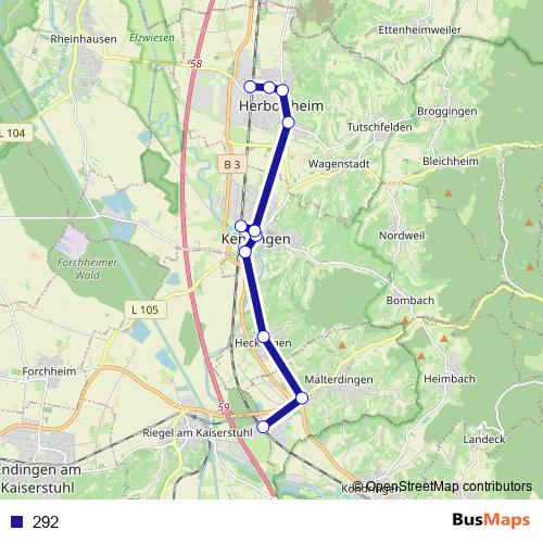 292 bus Line Map