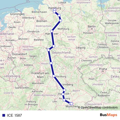 ICE 1587 rail Line Map