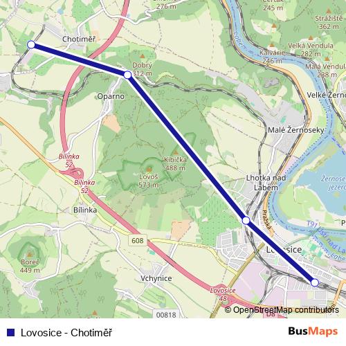 Lovosice - Chotiměř rail Line Map