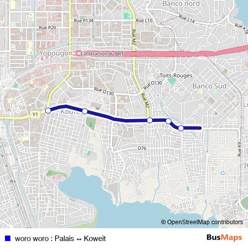 woro woro : Palais ↔ Koweit bus Line Map
