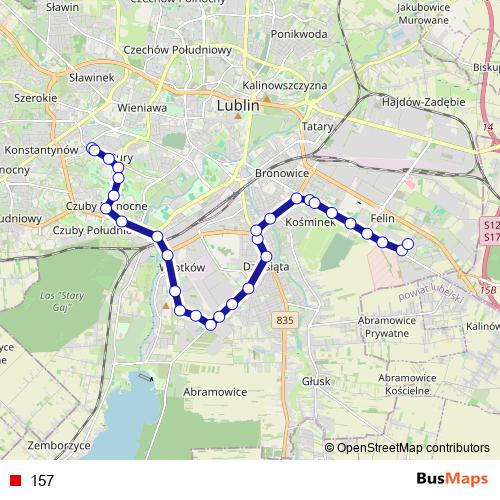 157 trolleybus Line Map