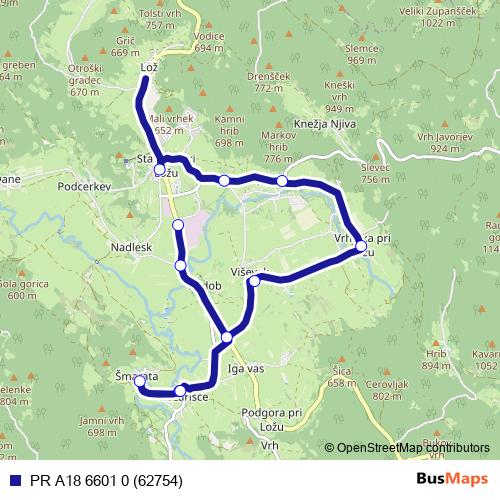 PR A18 6601 0 (62754) bus Line Map