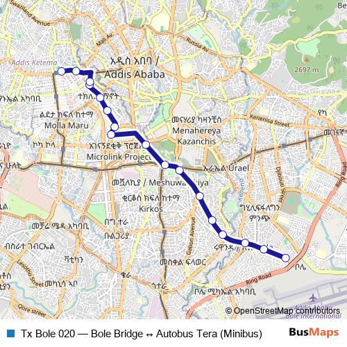 Tx Bole 020 bus Line Map