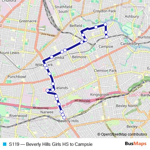 S119 bus Line Map