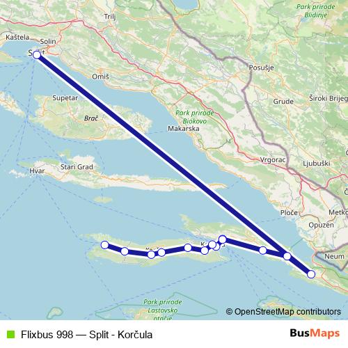 Flixbus 998 bus Line Map