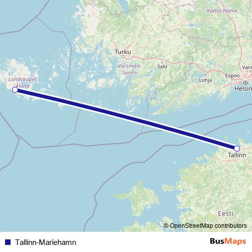 Tallinn-Mariehamn ferry Line Map
