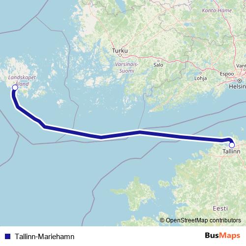 Tallinn-Mariehamn ferry Line Map