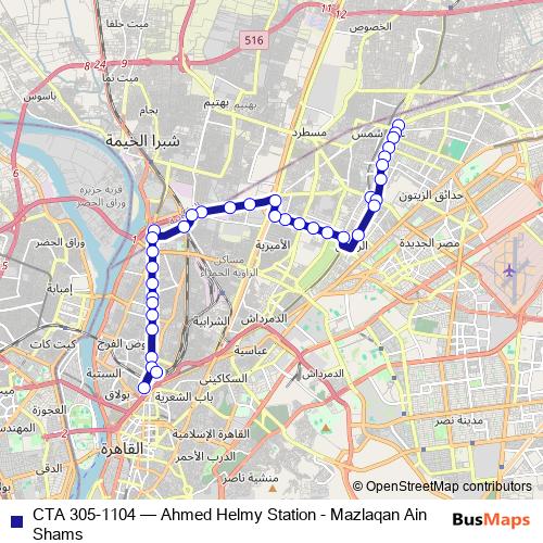 CTA 305-1104 bus Line Map