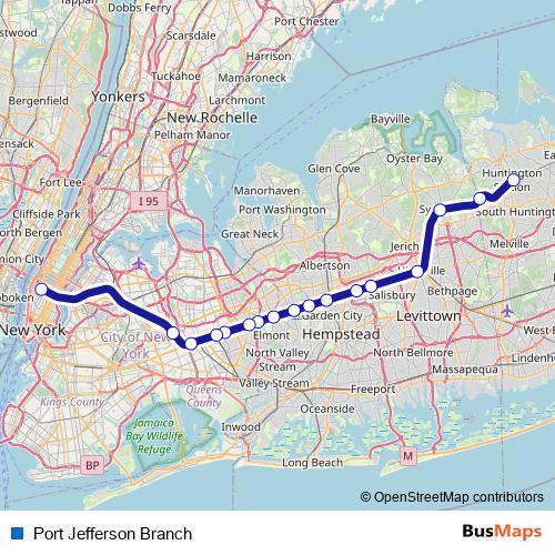 Port Jefferson Branch rail Line Map