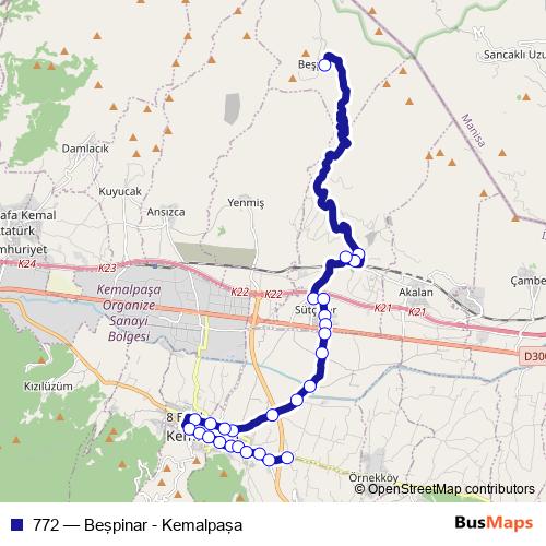772 bus Line Map