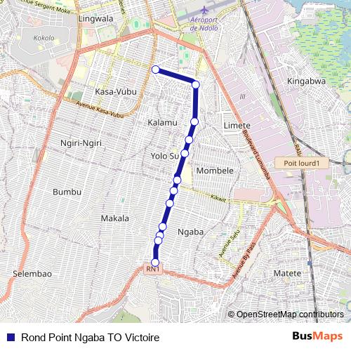 Rond Point Ngaba TO Victoire bus Line Map