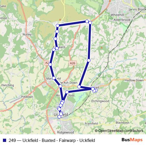 249 bus Line Map