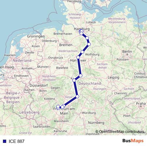 ICE 887 rail Line Map