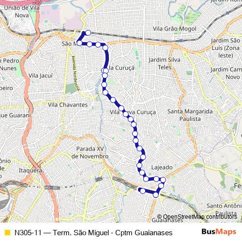 N305-11 bus Line Map