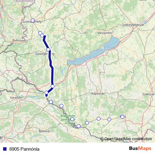 8905 Pannónia rail Line Map