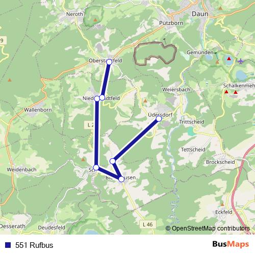 551 Rufbus bus Line Map