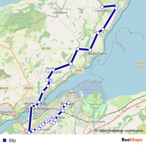 58p bus Line Map